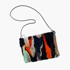 Real Mink Fur Crossbody Bag Rainbow Color